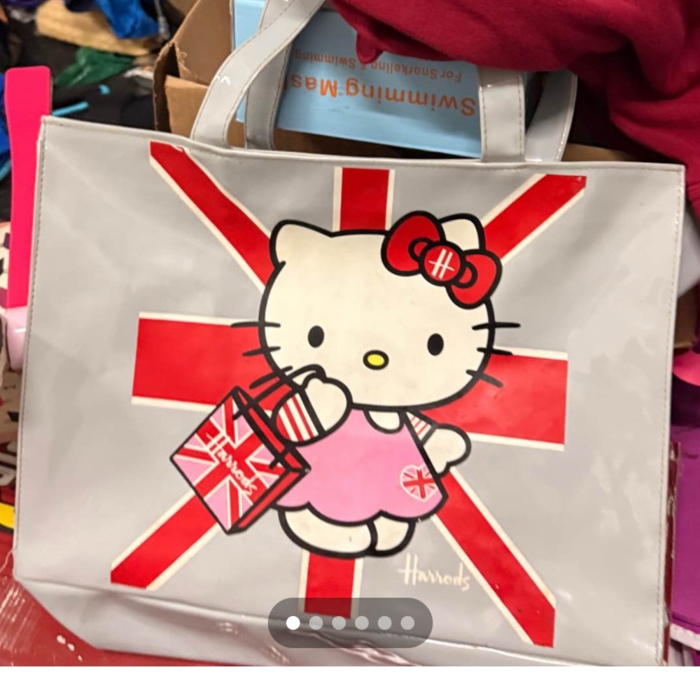 Harrods Gray and Red Hello Kitty Shopper